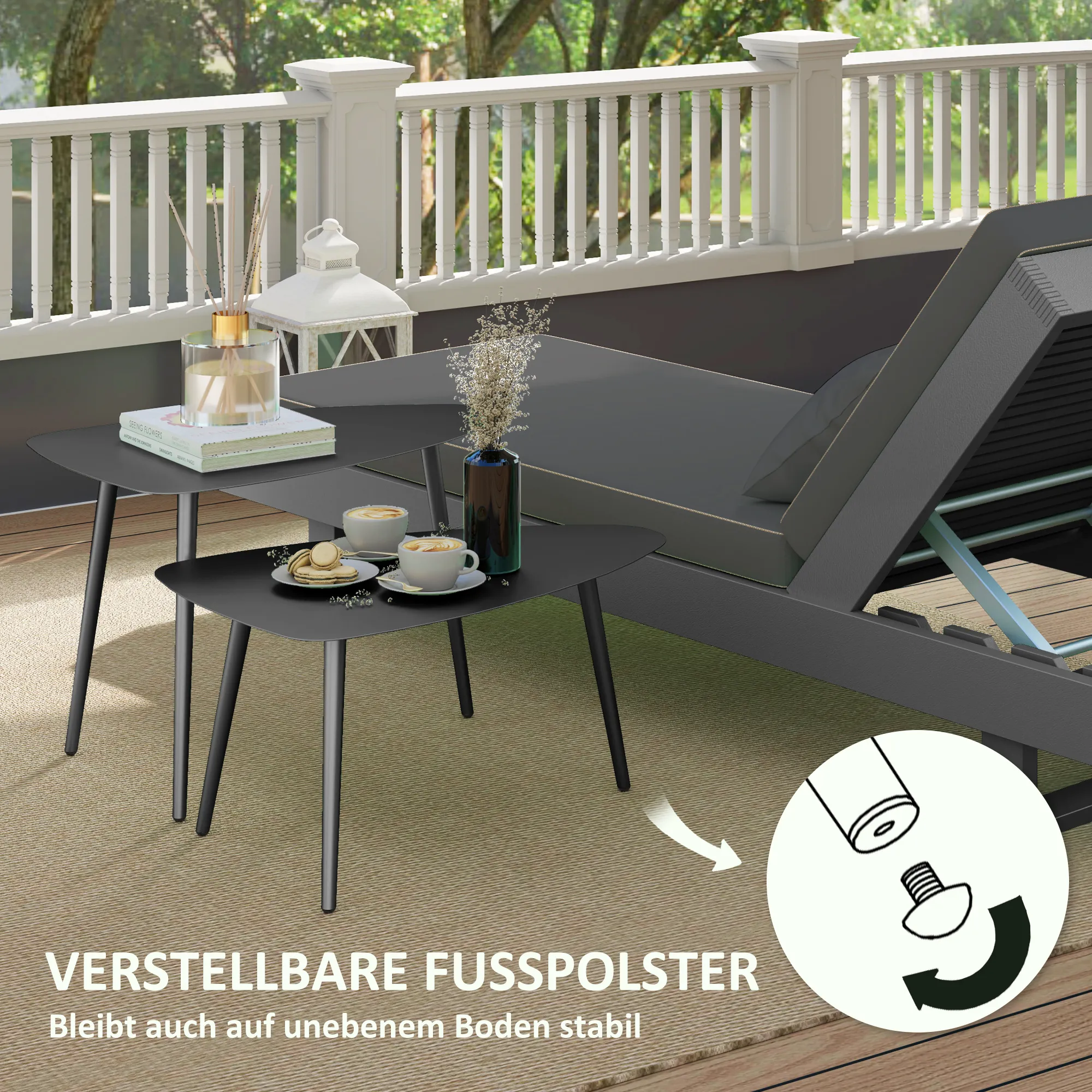 Kaffeetisch Set Schwarz 65L x 45B x 45H cm