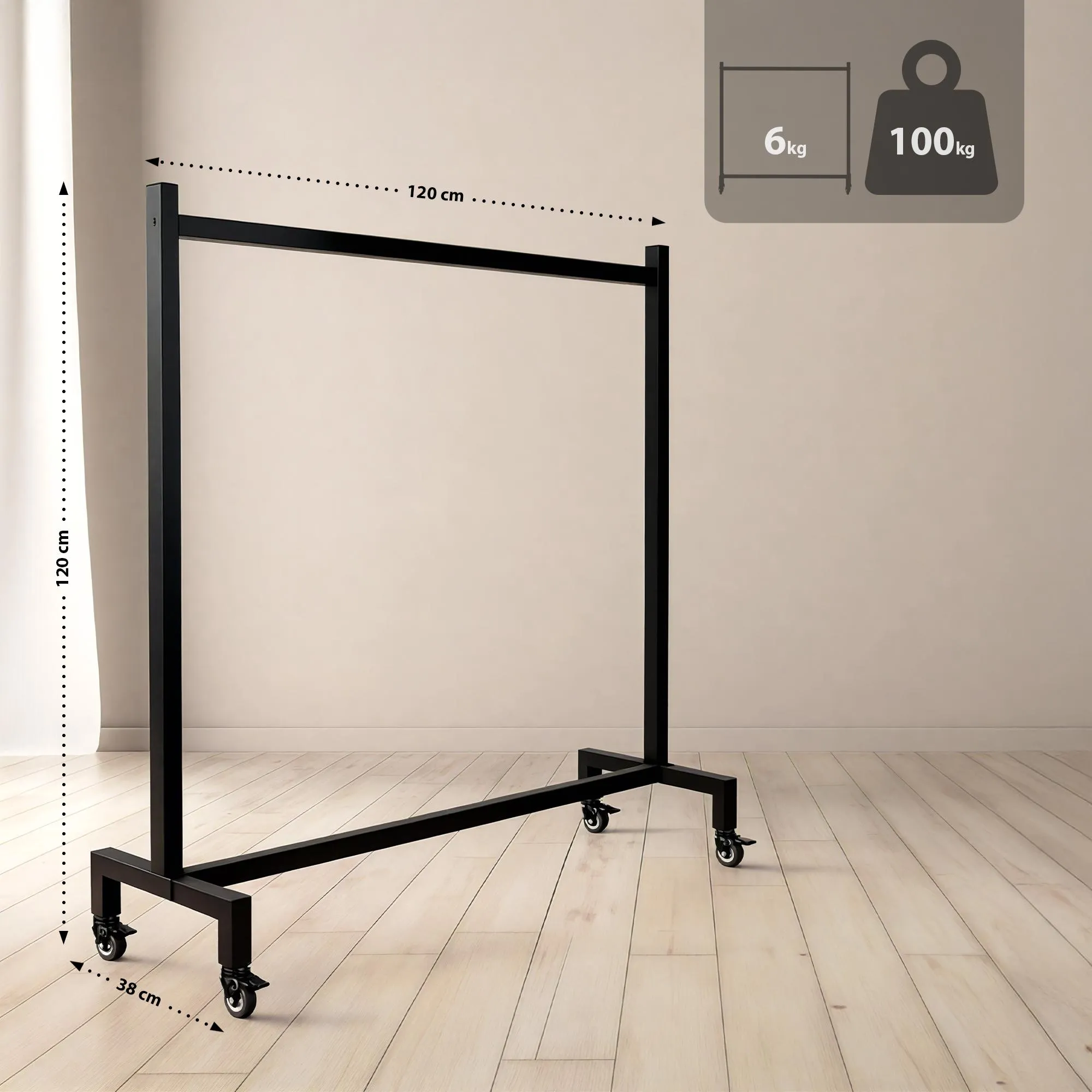 Kleiderständer Gisborne 120x38x120 schwarz