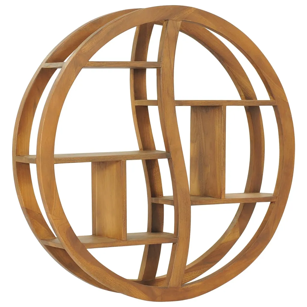 Wandregal Yin-und-Yang Design aus Naturholz 80x17,5x80 cm naturfarben