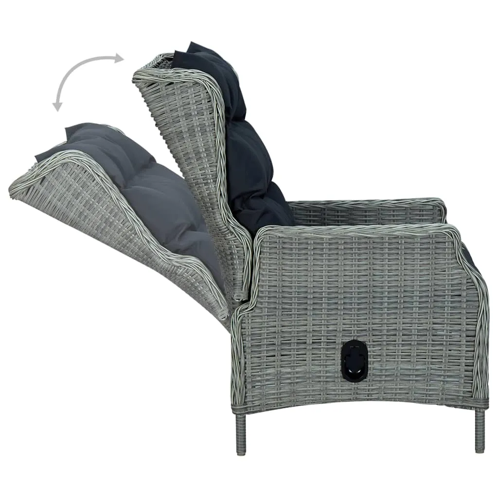 Gartensessel Hellgrau aus rundem PE-Rattan 57x88x100 cm