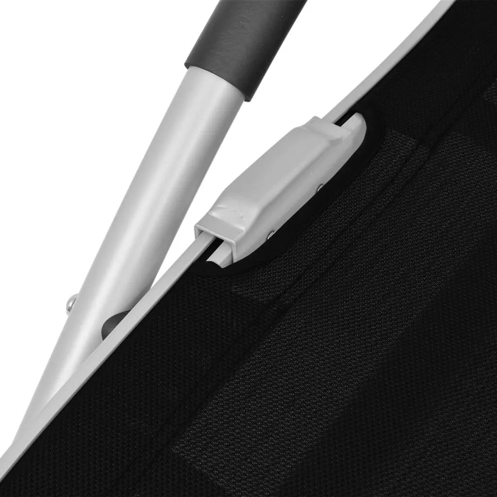 Sonnenliege mit Kissen Aluminium und Textilene Schwarz