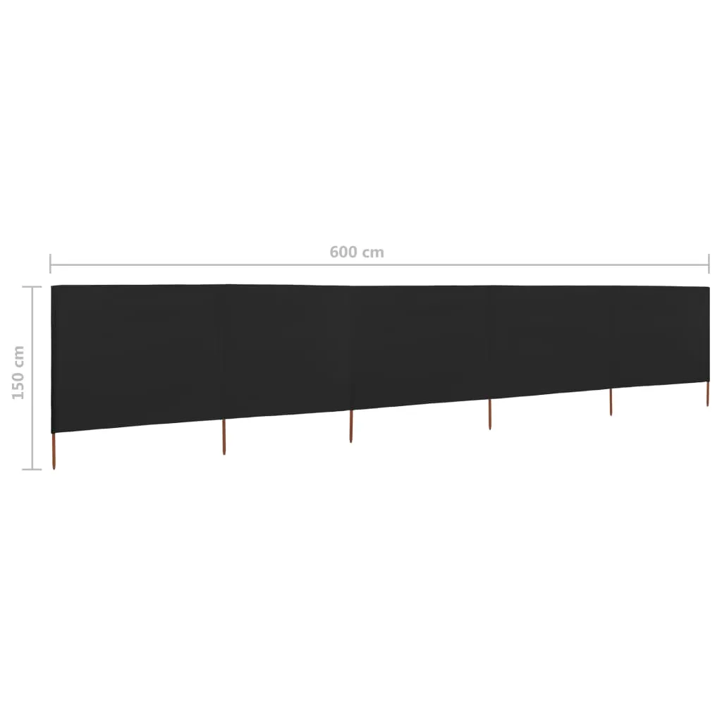 Faltbarer Windschutz 600 x 120 cm in Schwarz