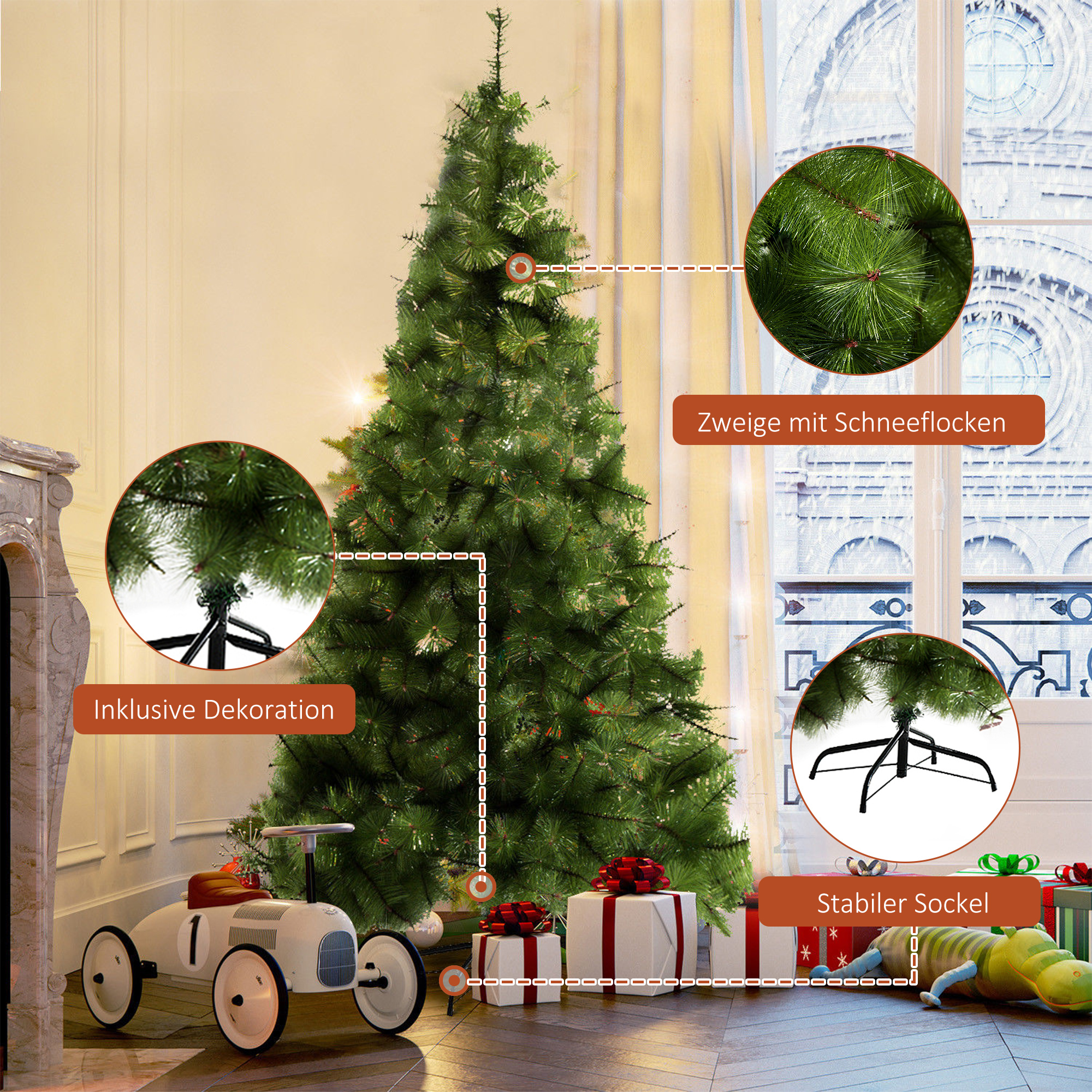 Weihnachtsbaum 2,1 m Grün mit 505 Zweigspitzen