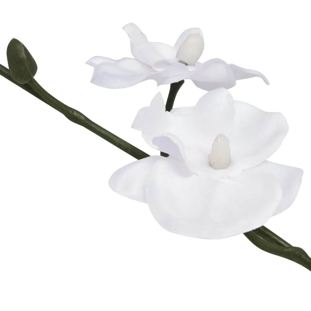Künstliche Orchidee 30 cm in Weiß mit 4 Blättern und 9 Blüten