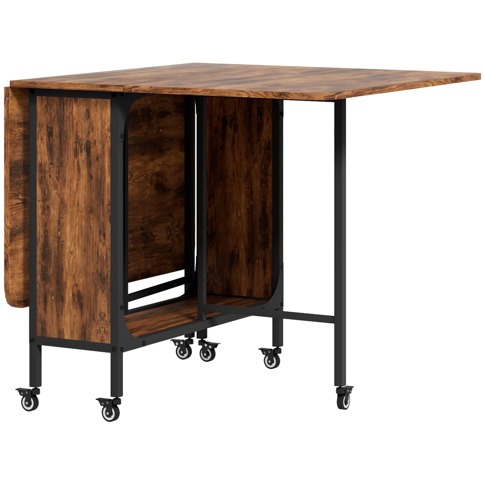 Klappbarer Esstisch, Mobiler Klapptisch für 6 Personen, mit Ablage, bis 50 kg belastbar, 130 x 80 x 74 cm, Rotbraun