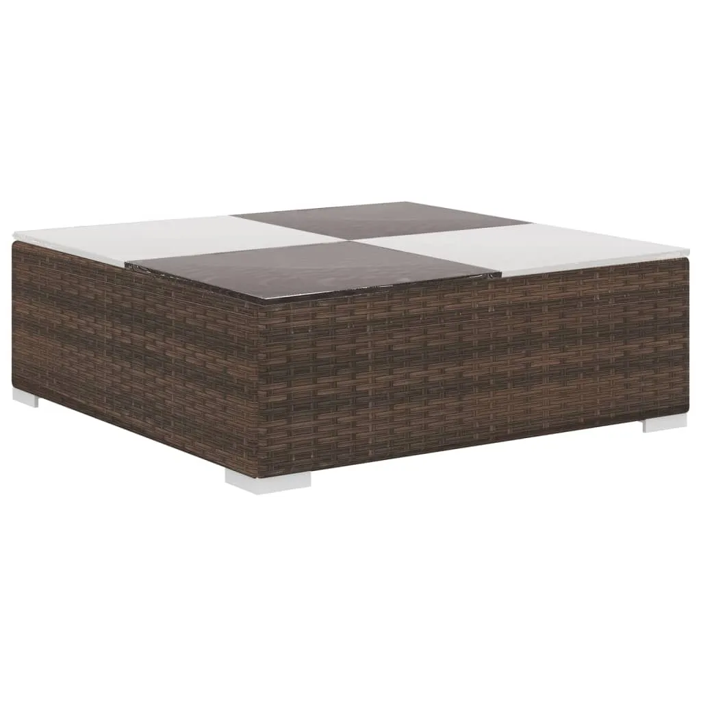 6-tlg. Garten-Lounge-Set mit Auflagen Poly Rattan Braun