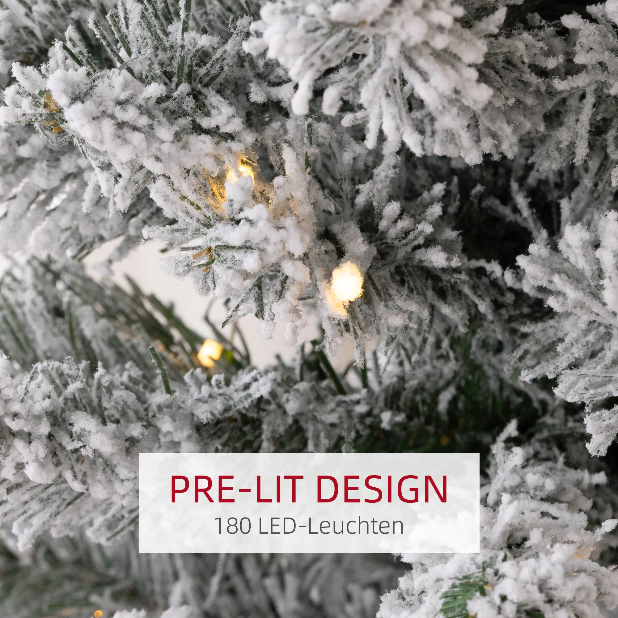 Weihnachtsbaum 210 cm, LED-Lichterkette, Kunstkette, flammhemmend, Metallbasis, Grün