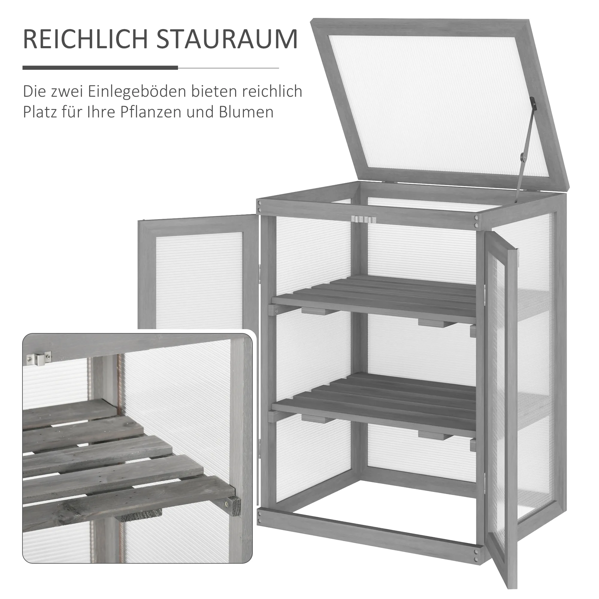 Kompaktes Gewächshaus 58B x 44T x 78H cm Dunkelgrau
