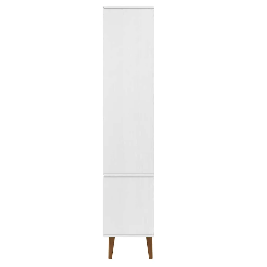 Vitrinenschrank MOLDE 90x35x175 cm Weiß aus massivholz mit UV-Lackierung