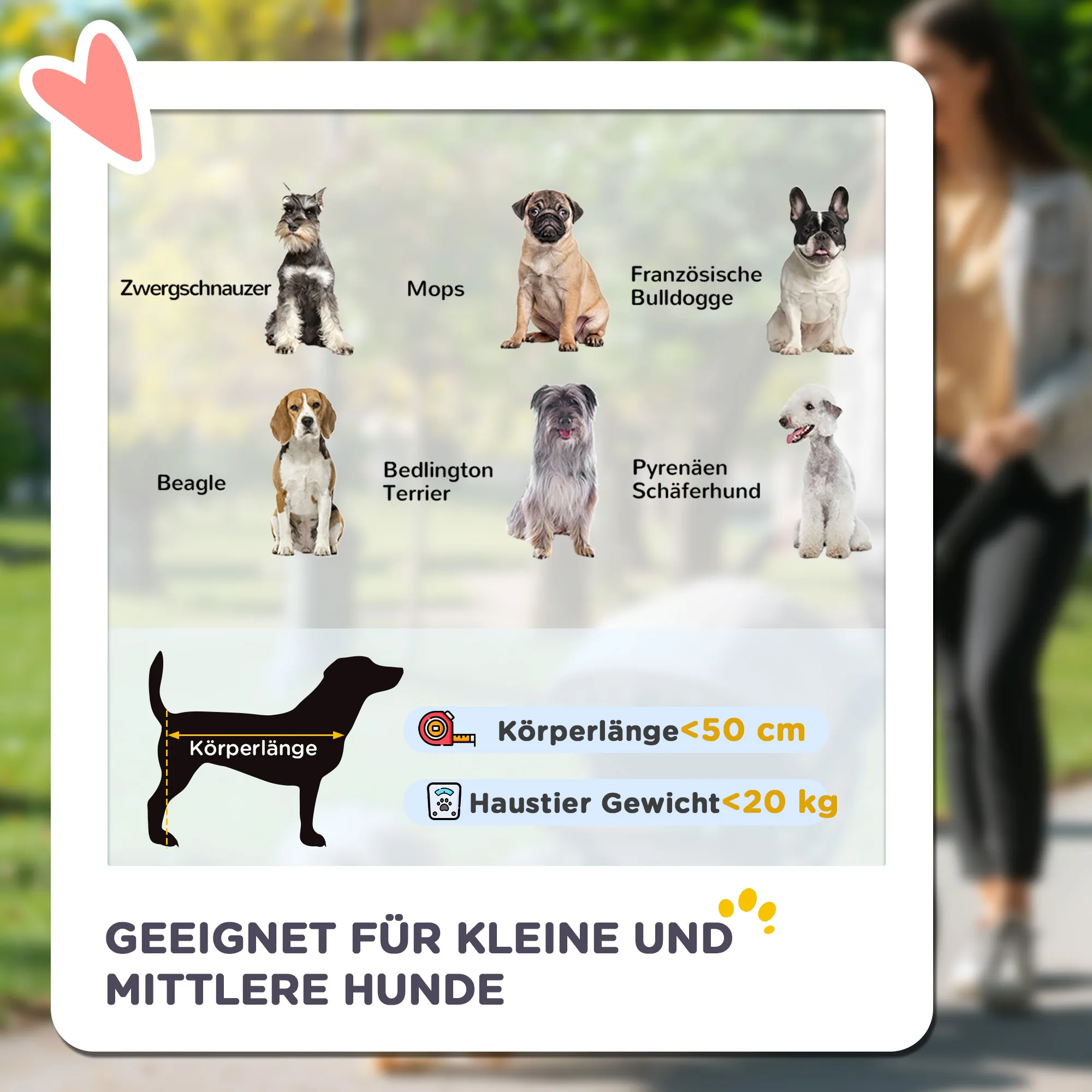 Hundewagen klappbar bis 20 kg mit 3 Taschen, Grau, 102x62x105 cm