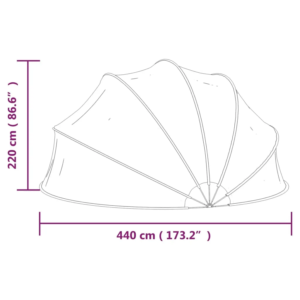 Transparente Pool-Kuppel aus PVC mit Glasfaserkonstruktion 440 x 220 cm