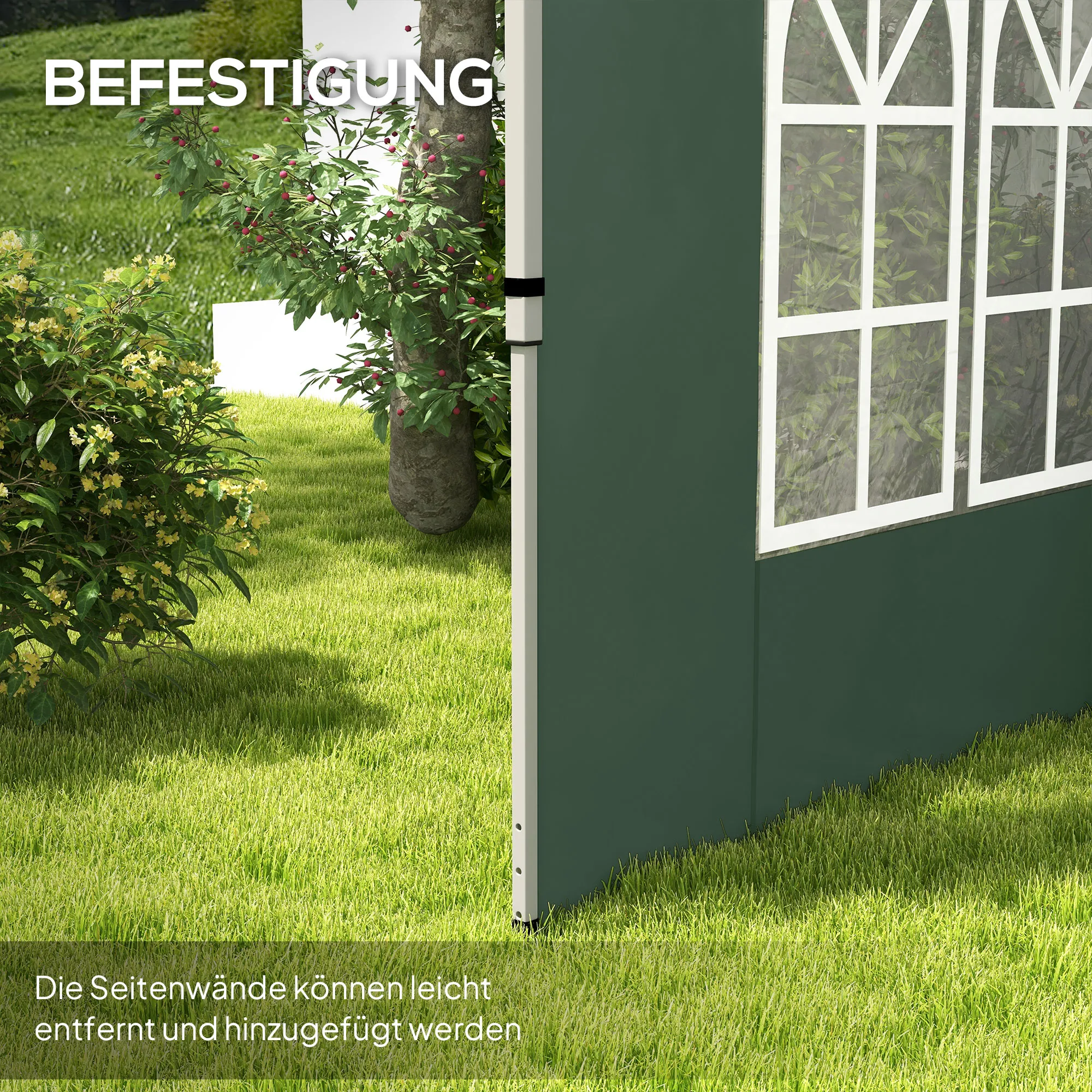 Pavillon Seitenwände 295x195 cm Grün für 3x3 m und 3x4 m