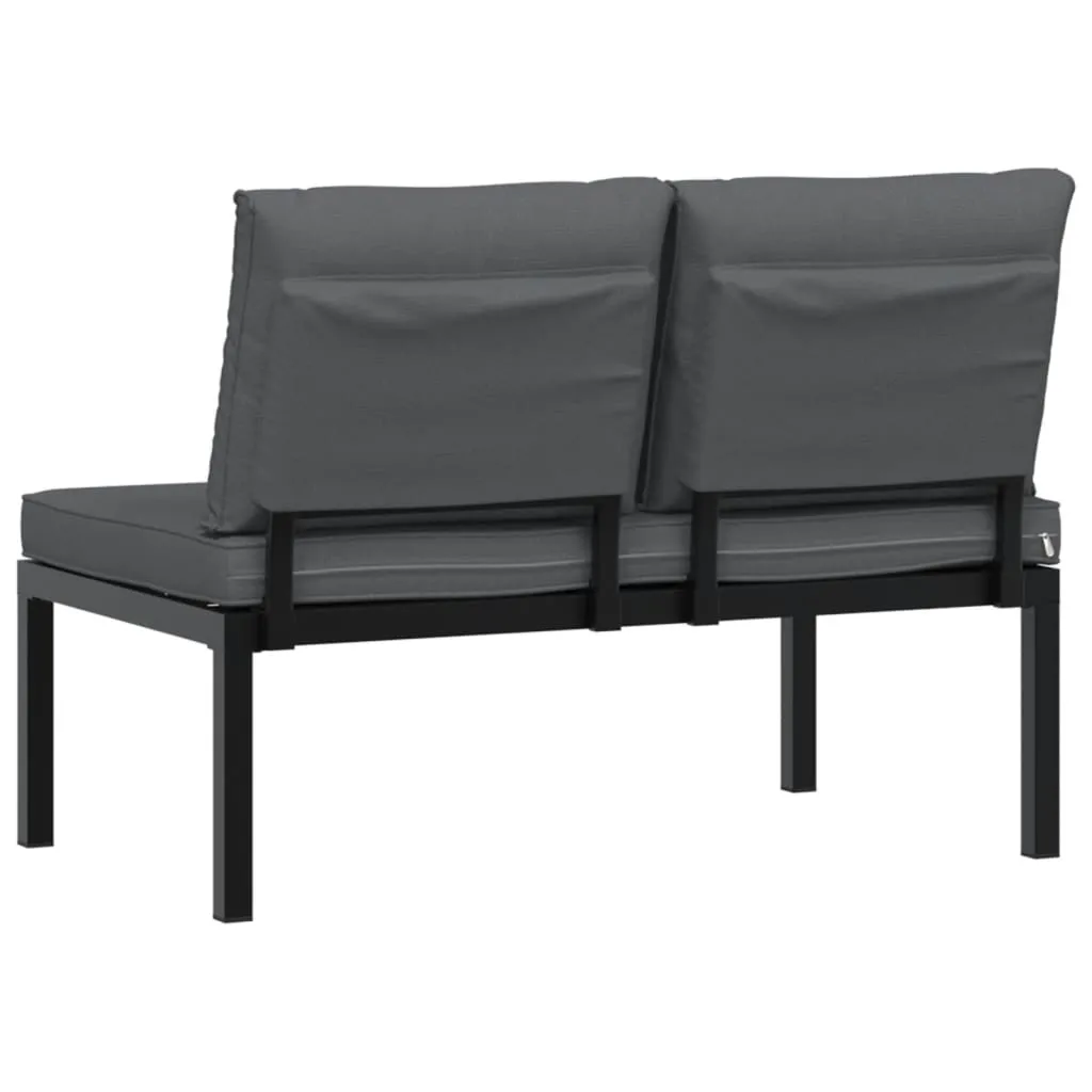 Gartenbank mit Kissen Schwarz Aluminium