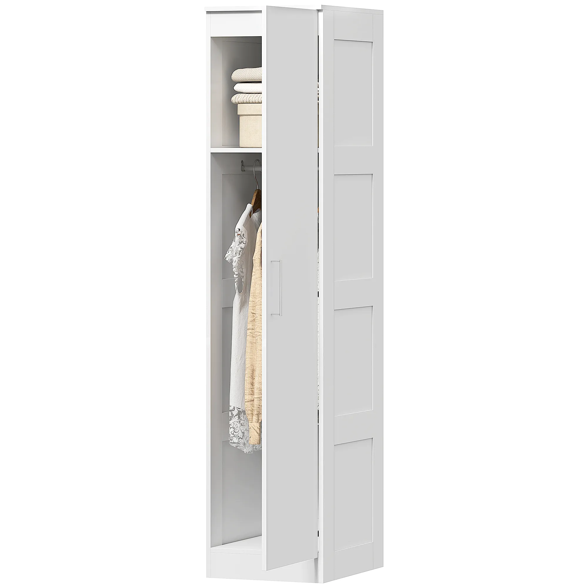 Kleiderschrank Mehrzweckschrank mit Kleiderstange, Regal, Soft-Close-Tür 40 x 52 x 180 cm Weiß