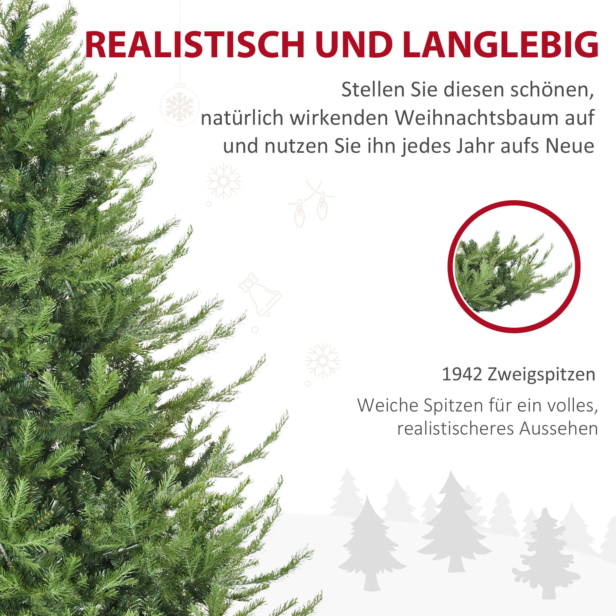 Kunsttanne Weihnachtsbaum realistisch Kunststoff Grün 180 cm