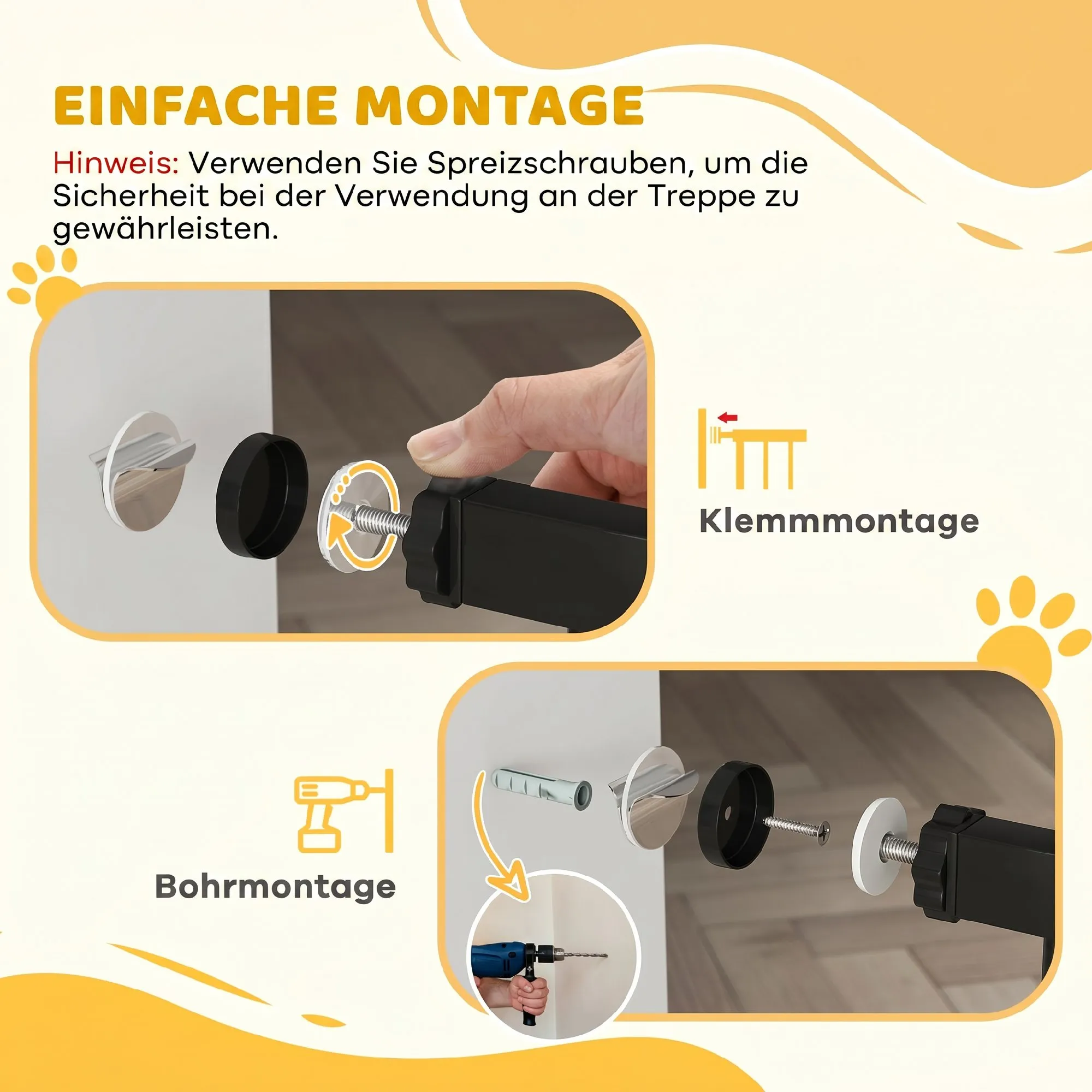 Treppenschutzgitter Metall Schwarz für Breiten 74-147,5 cm