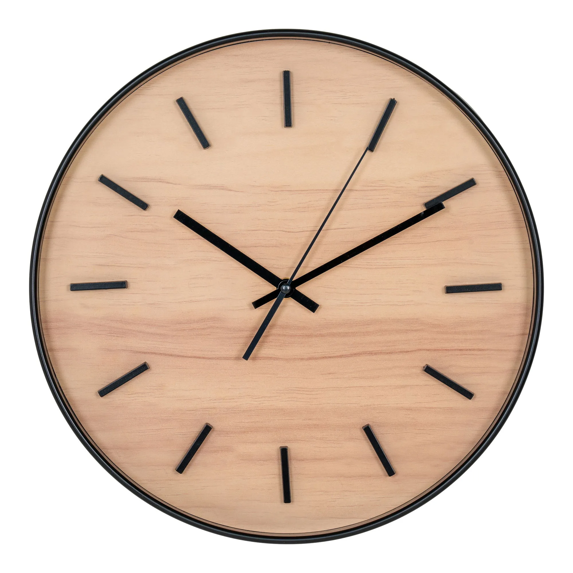 tinkaro Wanduhr Camden Glas, Kunststoff Schwarz / Natur