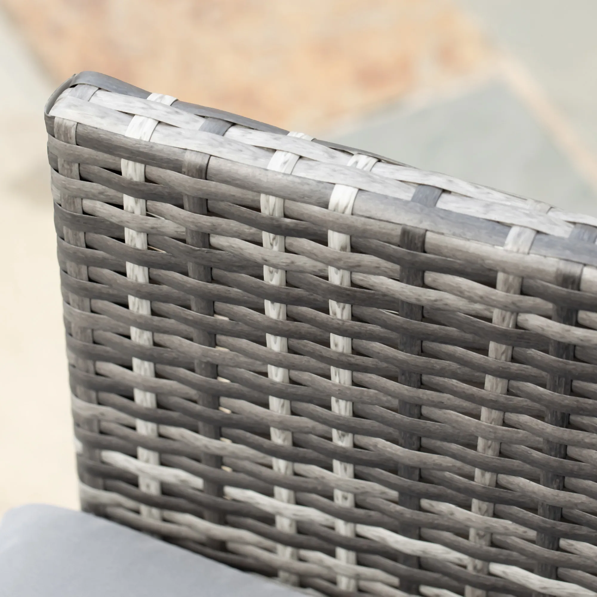 Polyrattan Sitzgruppe für 4 Personen Essgruppe Gartenset Garnitur mit Kissen, Grau
