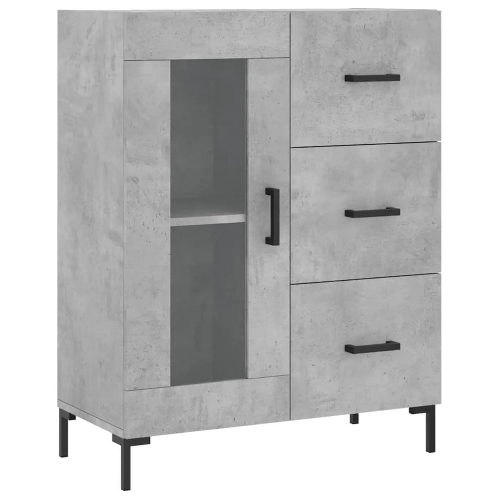Highboard mit Sideboard 69,5x34x180 cm Betongrau aus Holzwerkstoff und Metall