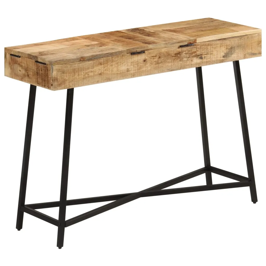 Schminktisch aus Vollholz mit Eisenbeinen 105 x 35 x 75 cm Schwarz