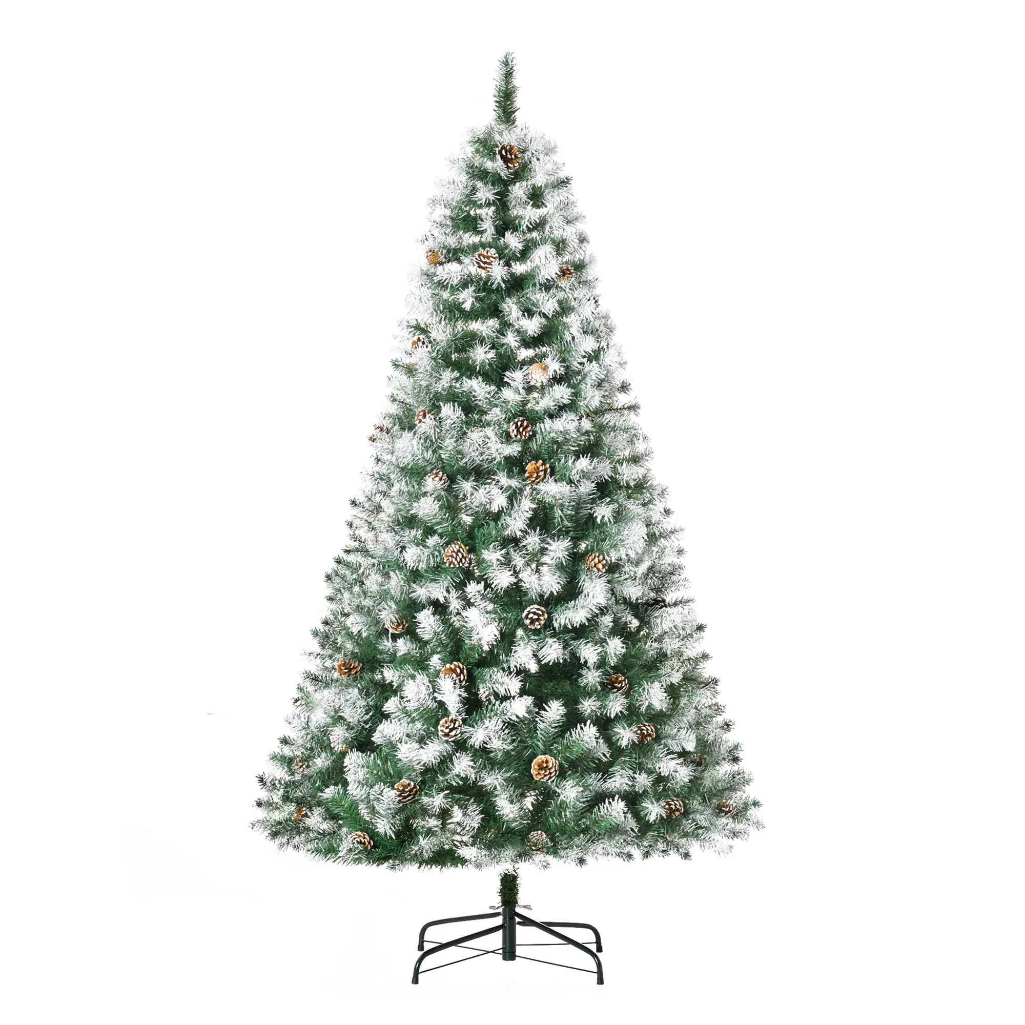 Künstlicher Weihnachtsbaum verschneit mit Zapfen, 180 cm, Grün-Weiß