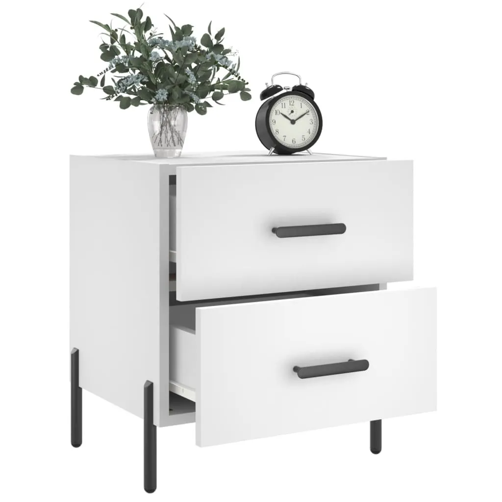 Nachttisch Weiß 40 x 35 x 47,5 cm aus Holzwerkstoff mit Metallfüßen