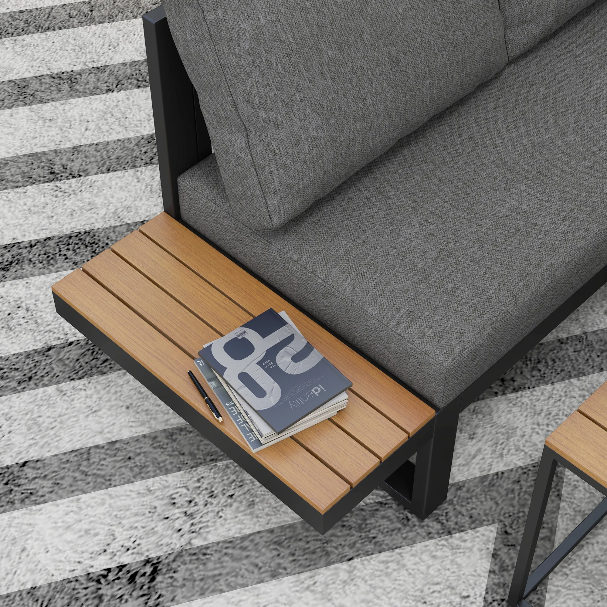Fünfteiliges Outdoor-Sofa-Set Dunkelgrau 124x61x71,5 cm