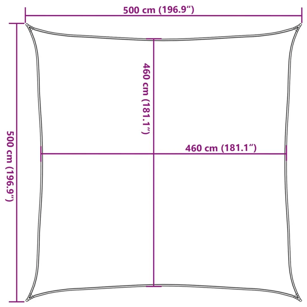 Sonnensegel Sand 5x5 m aus Polyester-Oxford mit PU-Beschichtung