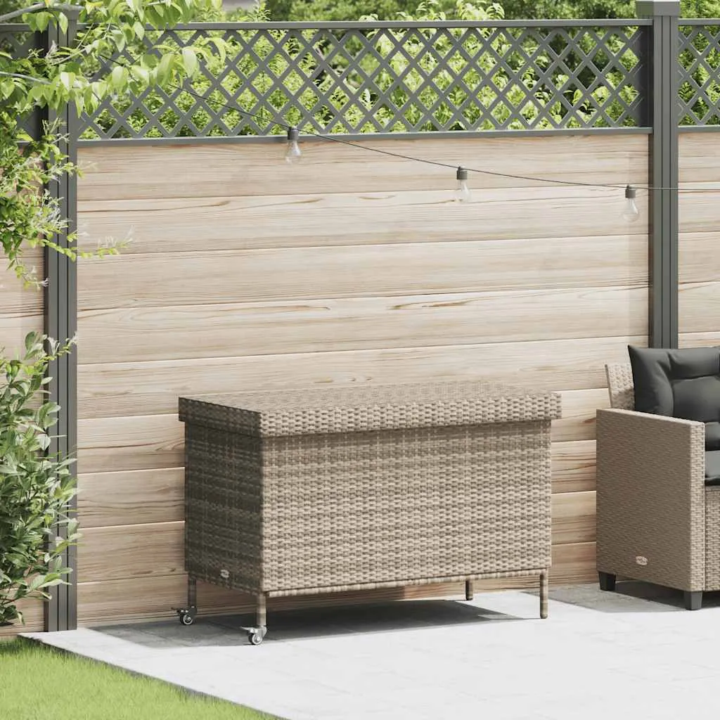 Garten-Aufbewahrungsbox Hellgrau 110x55x73 cm aus PE-Rattan