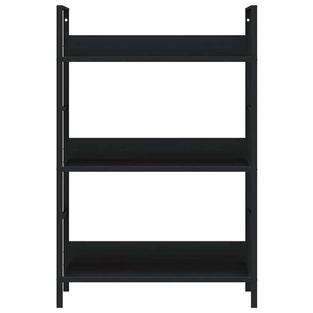 Schwarzes Bücherregal 60 x 27,6 x 90,5 cm mit 3 Ablagen