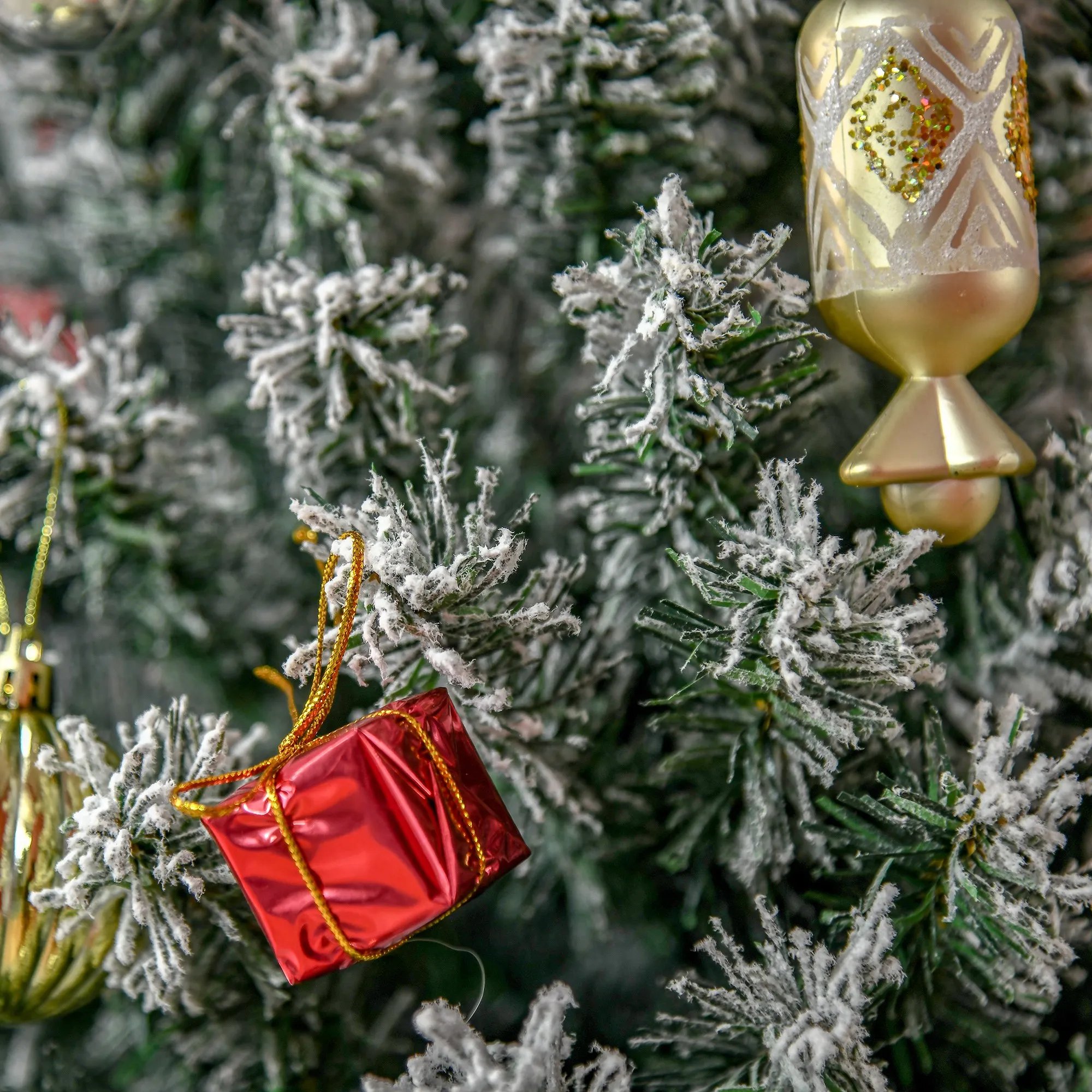 Künstlicher Weihnachtsbaum Bleistift Kiefer mit Schnee 180 cm Grün