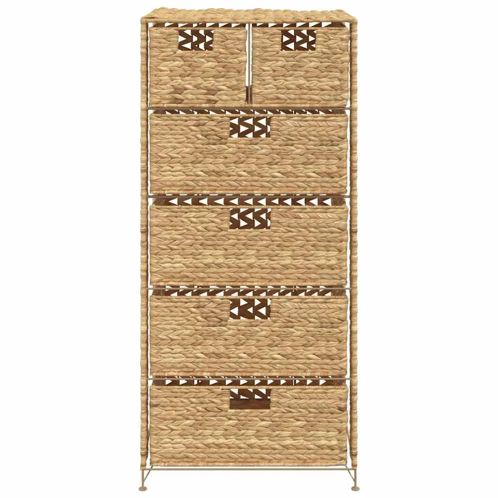 Praktischer Schubladenschrank 47x37x100 cm Braun mit Wasserhyazinthen-Körben