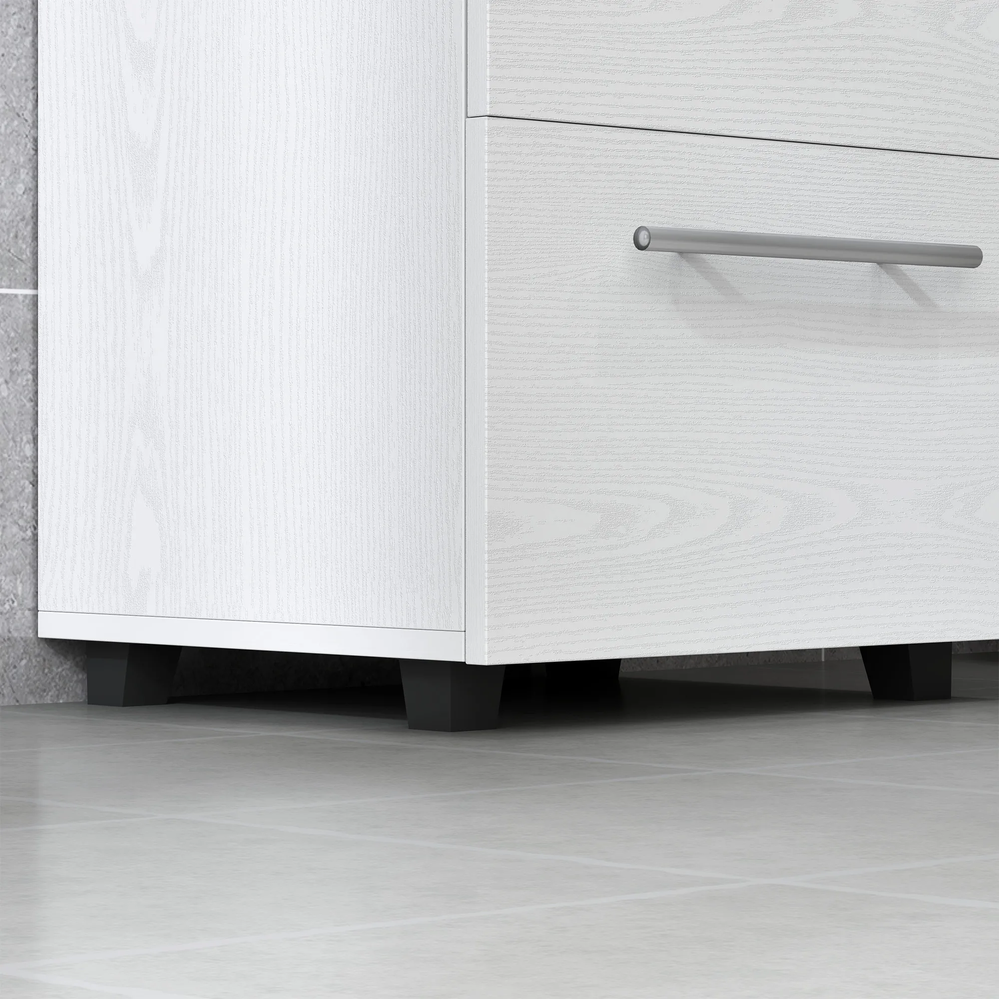 Badezimmerschrank, Waschbecken-Kommode mit Schublade, kompakt, Spanplatte, Weiß