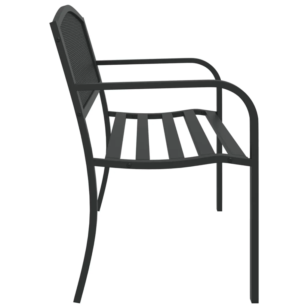 Gartenbank aus pulverbeschichtetem Stahl 119x52x82 cm Schwarz