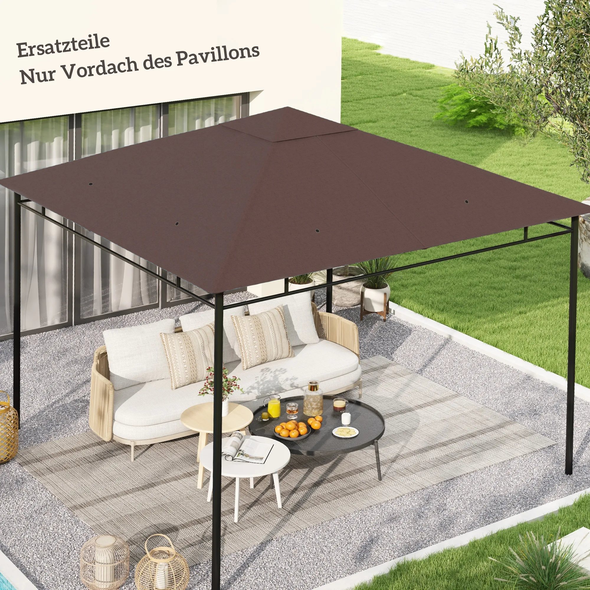 Pavillon Ersatzdach 298x295 cm in Kaffee