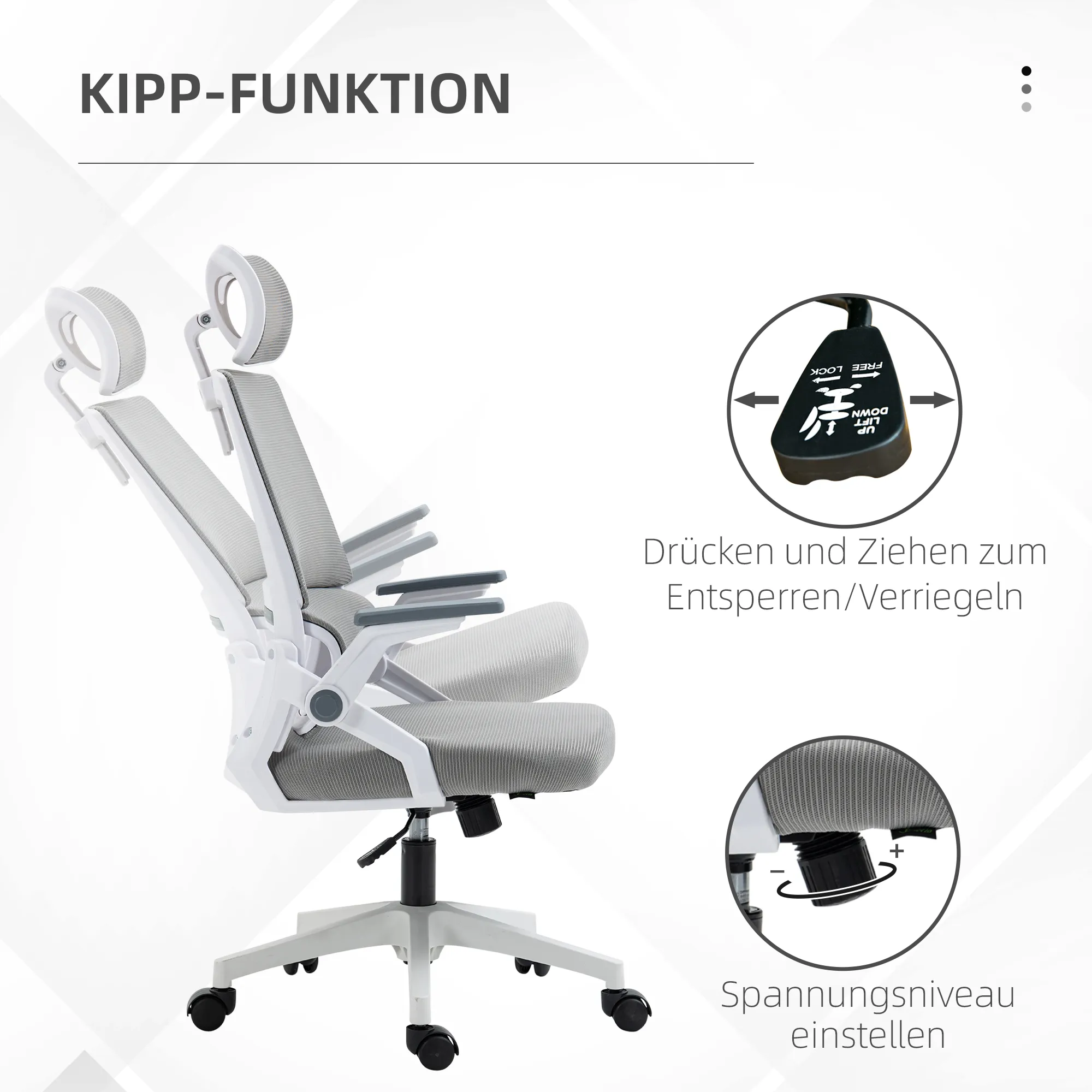 Bürostuhl Schreibtischstuhl Office-Stuhl, höhenverstellbar, 1 Kopfstütze, 58 x 61 x 119 cm. Schwarz