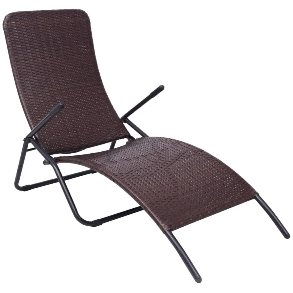 Elegante Sonnenliege aus PE-Rattan Braun 61x147x95 cm