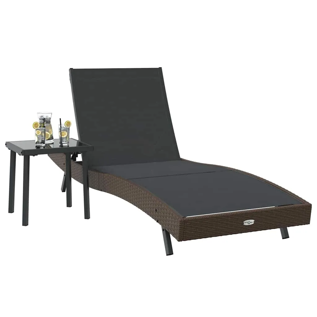 Sonnenliege mit Tisch 197x70x82 cm Schwarz und Braun