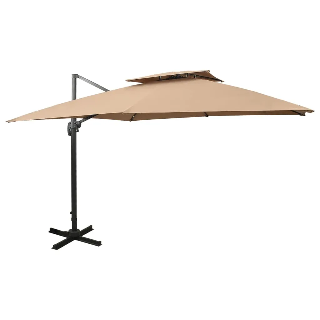Ampelschirm mit Doppeldach 300 x 300 cm Taupe