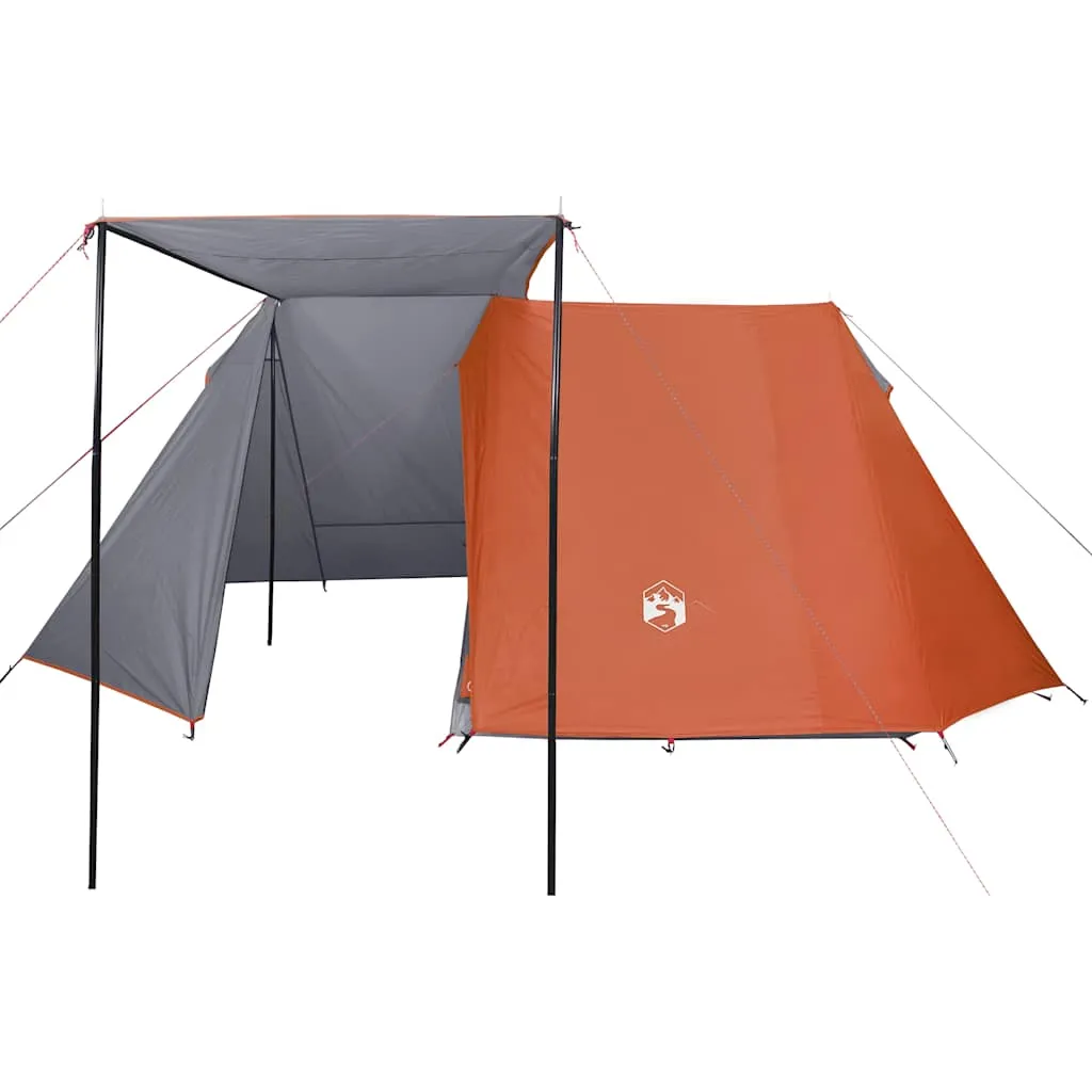 Campingzelt Grau und Orange 470x220x170 cm mit PU-beschichtetem Polyester