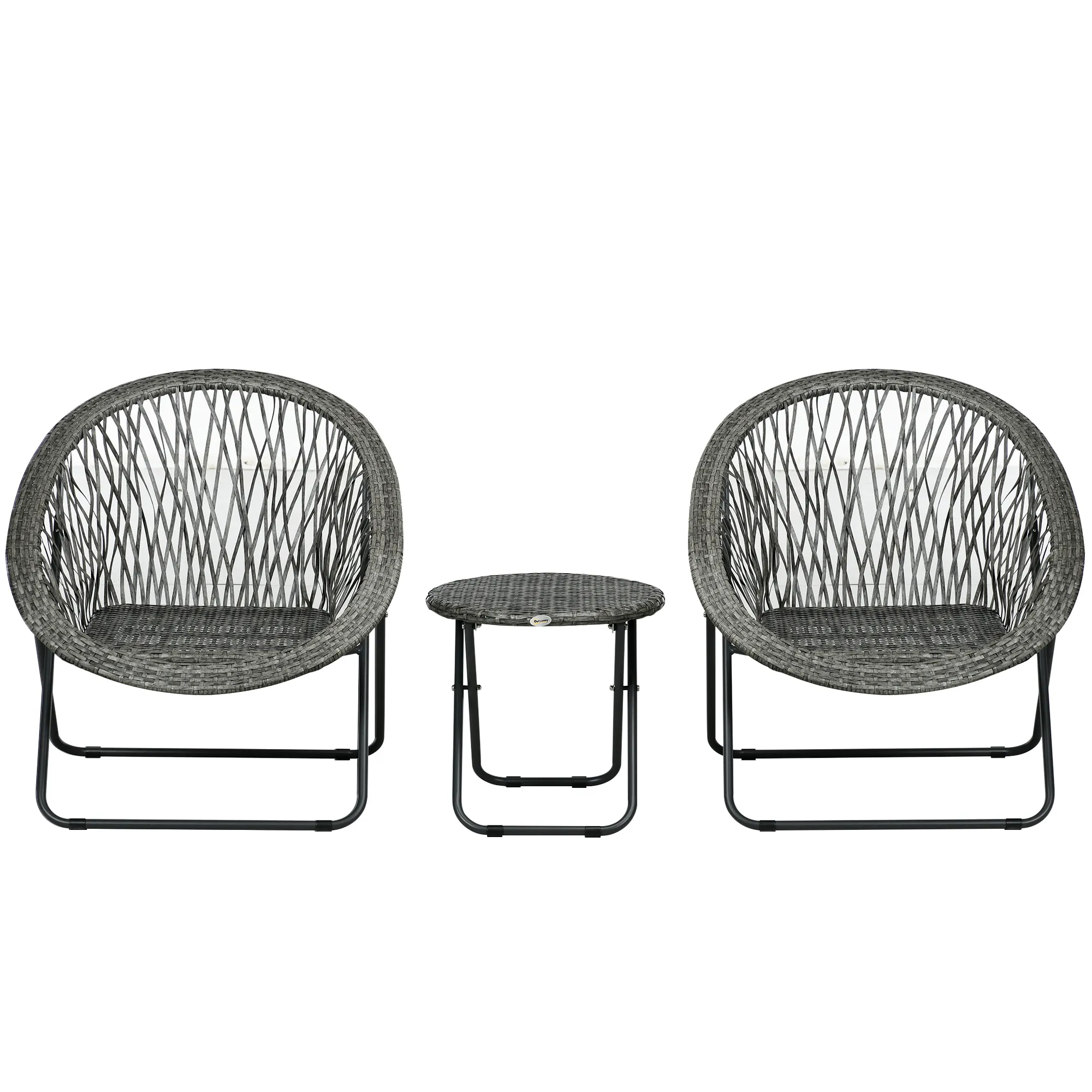 Gartenmöbel-Set, 3-teilig, Rattanoptik, 2 Stühle, 1 Tisch, klappbar, Grau