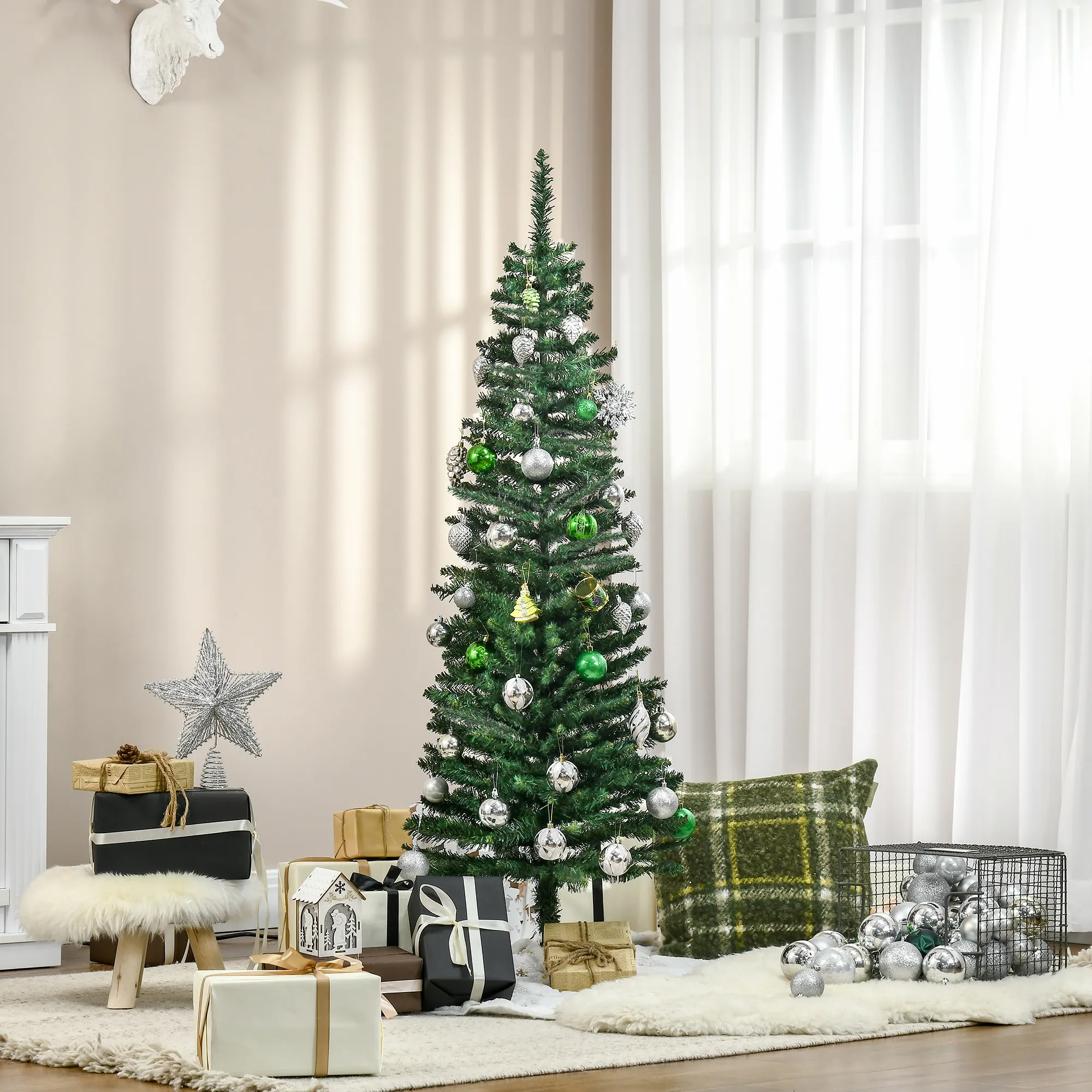 Künstlicher Weihnachtsbaum Tanne 1,5 m Kunststoff Grün mit Ständer