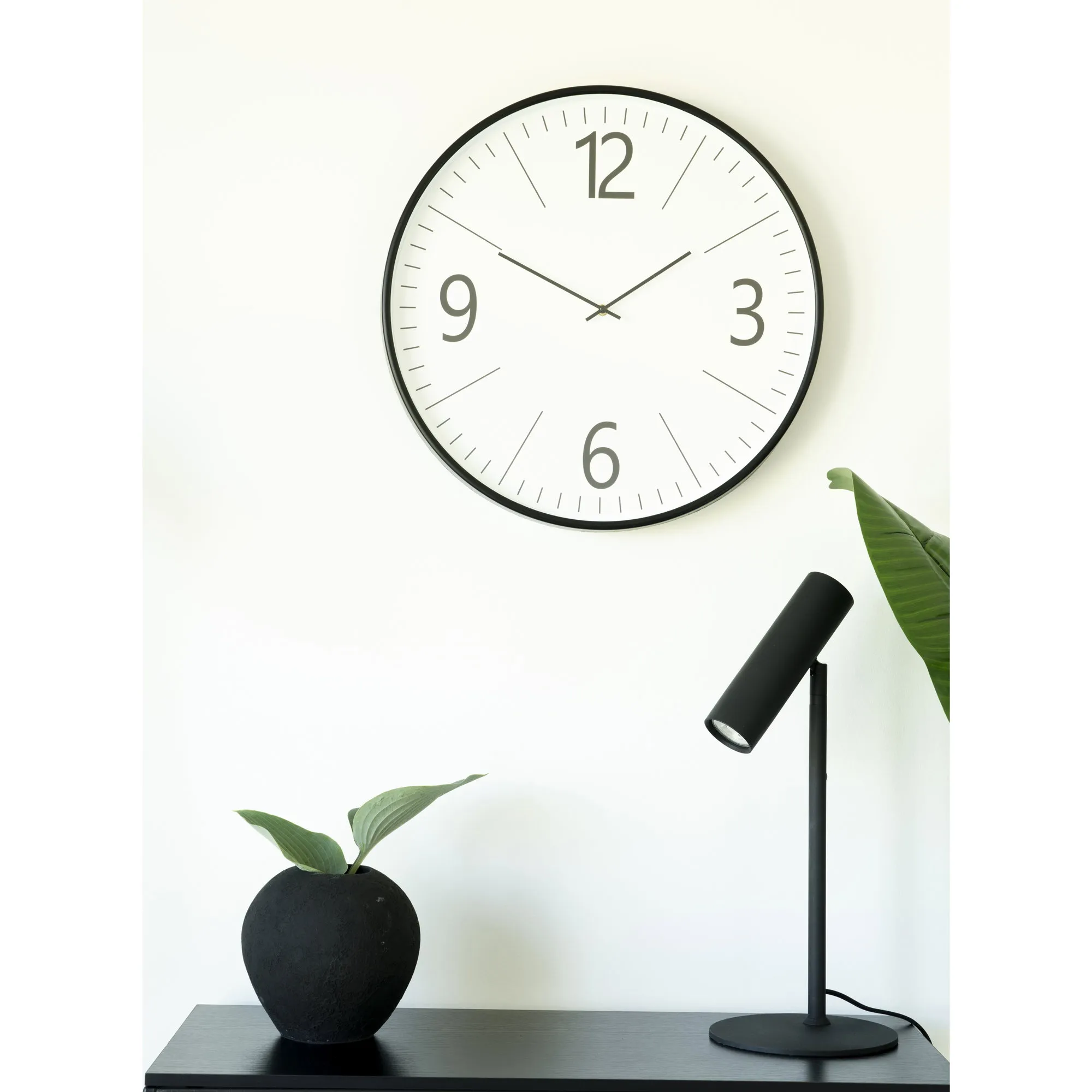 tinkaro Wanduhr Biel lautlos ø51 cm Schwarz Weiß