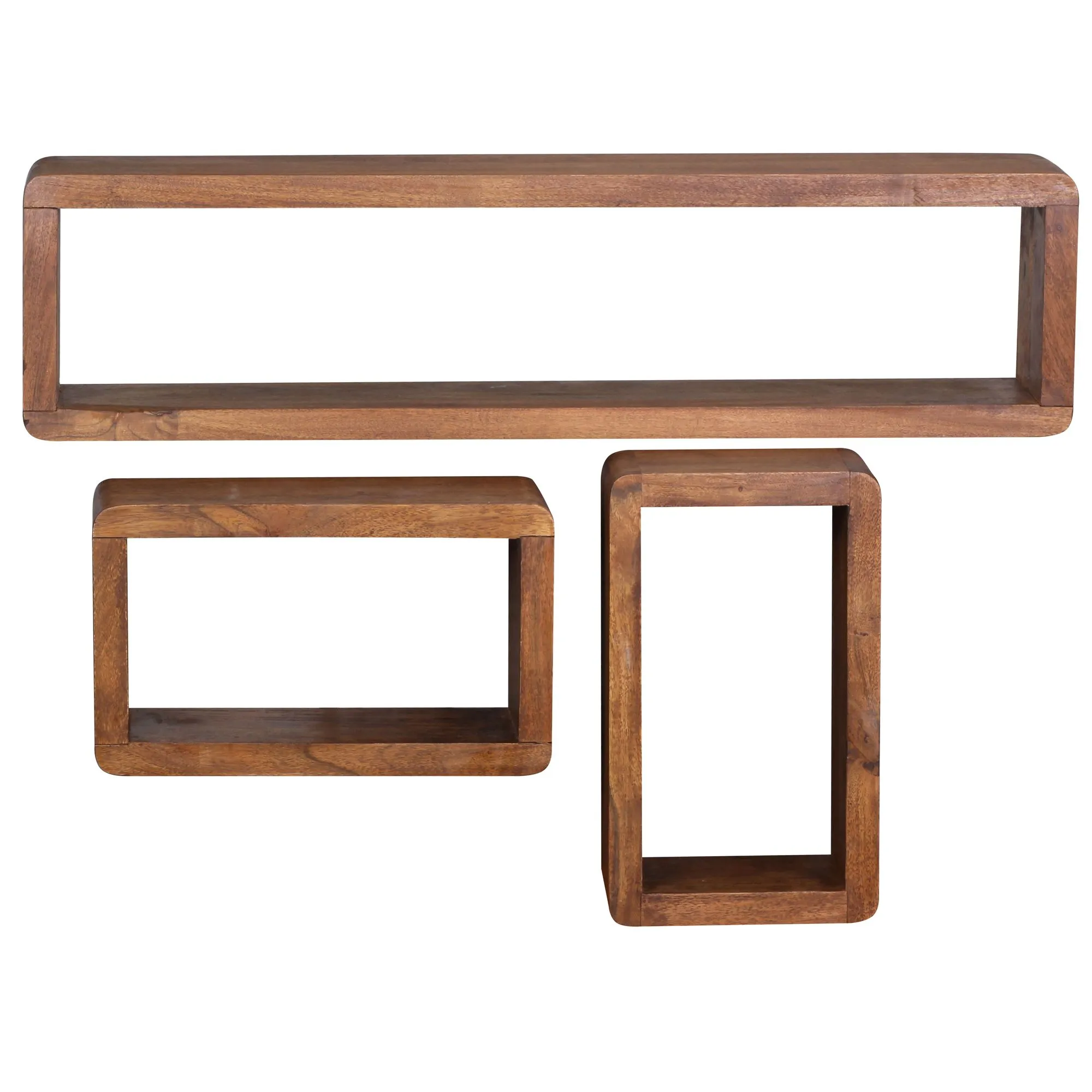 tinkaro Hängeregal 3er Set BALO Holzregale Sheesham Cubes Regal Holz
