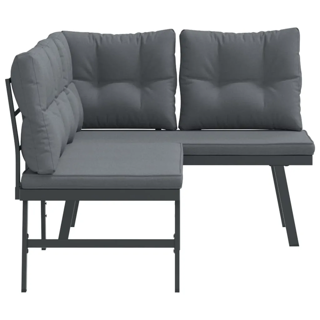 Gartenbank Schwarz 173x118x76 cm mit pulverbeschichtetem Stahlgestell
