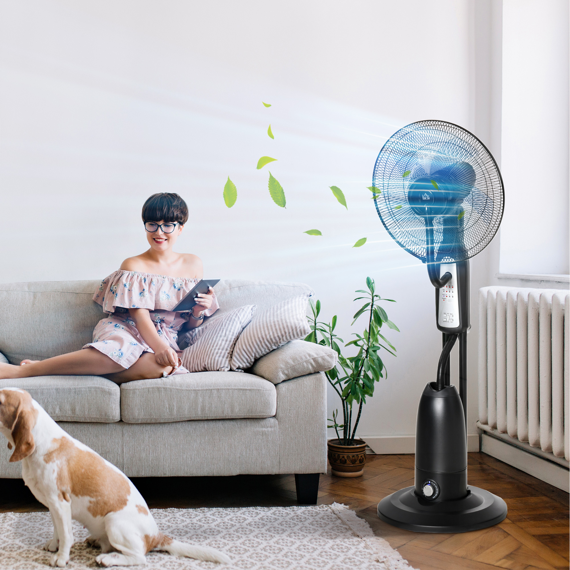 Wassergekühlter Standventilator Ø44,5 cm H120 cm Schwarz