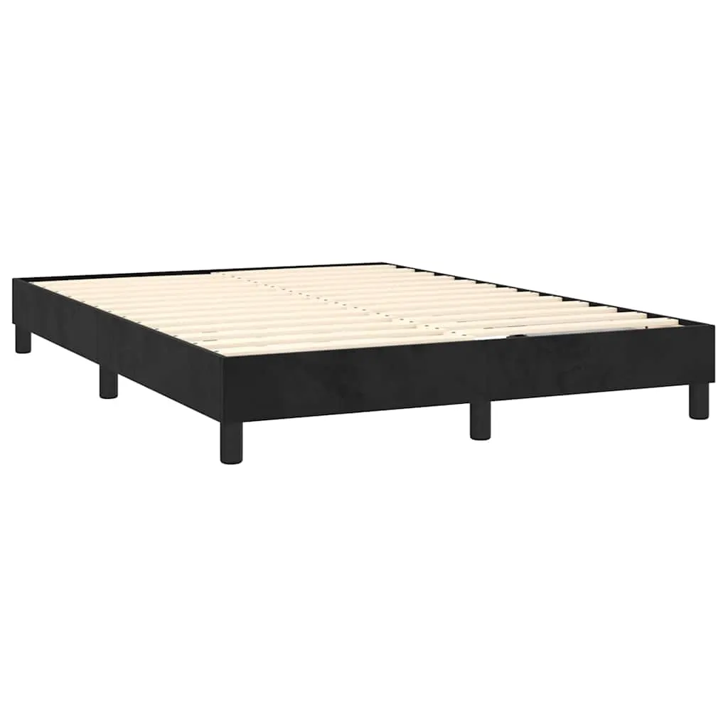 Boxspringbett aus Samt mit Taschenfederkernmatratze, 140x200 cm, Schwarz