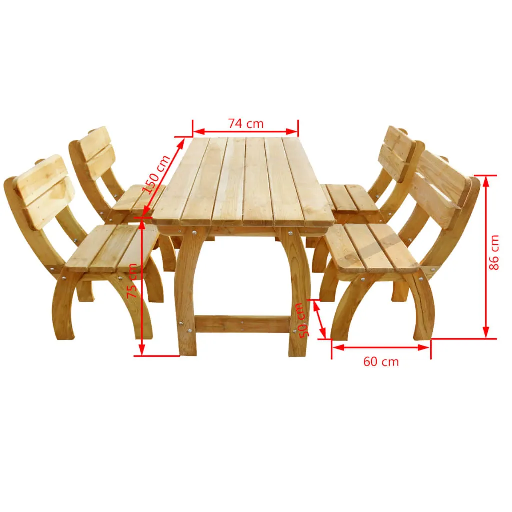 Gartenmöbel-Set Massivholz Grün imprägniert 150x74x75 cm Tisch & Stühle