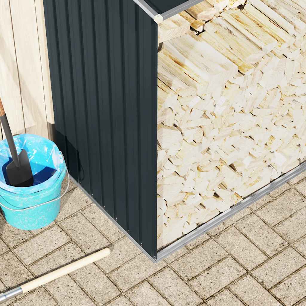 Brennholzschuppen Anthrazit 330 x 84 x 144/152 cm