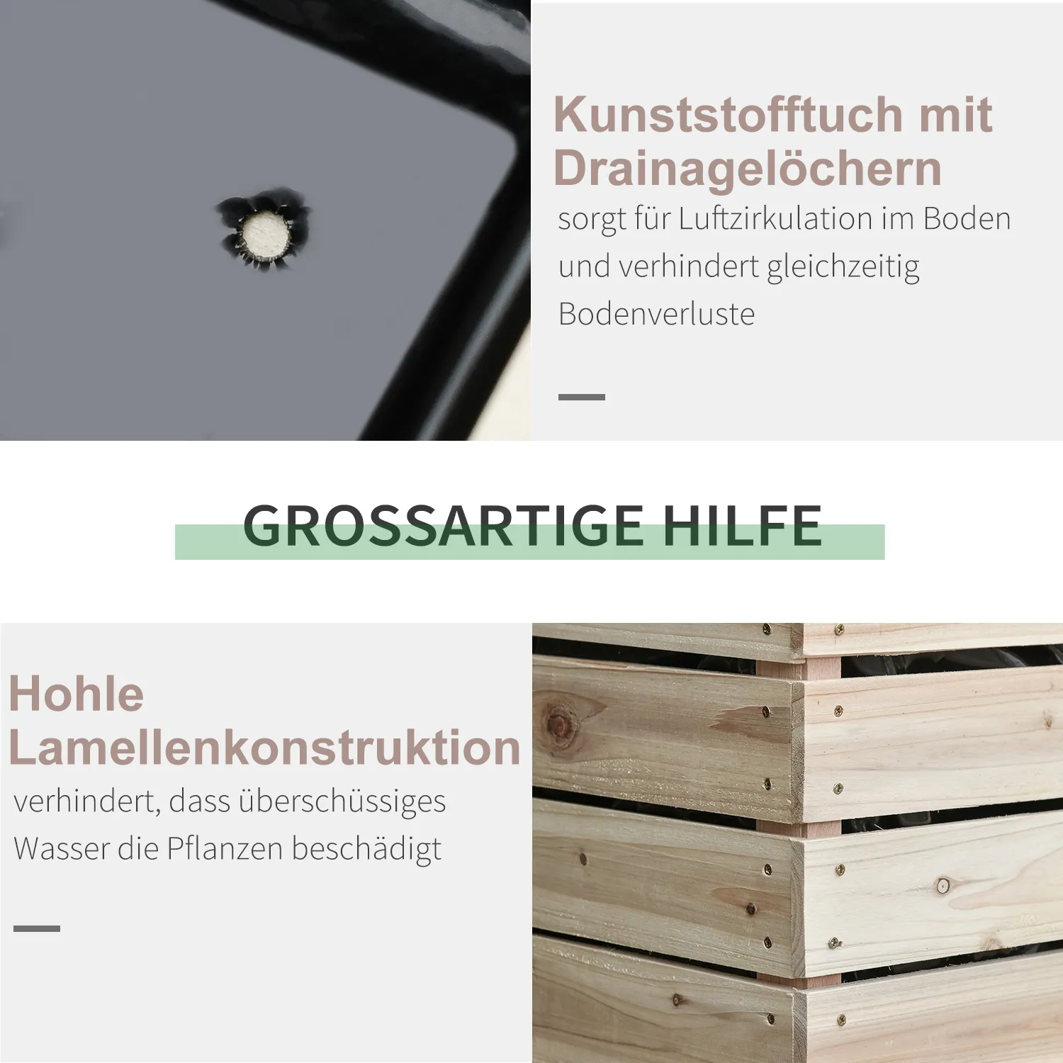 Hochbeet Set 4-teilig 50L x 30B x 60H cm Natur